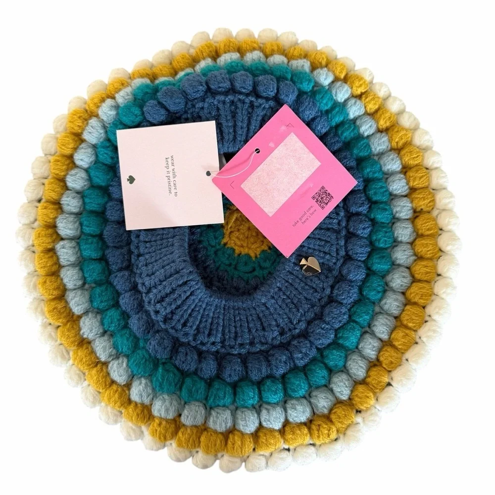 Kate Spade New York's Crochet Bobble Beret Blue Multi NWT